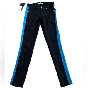 NWT Puzzle Jeans Black and Red Striped Skinny Jeans / Skinny Stretch Jeans